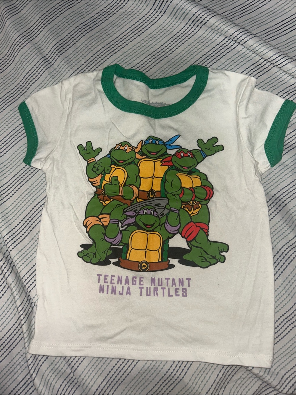 Teenage Mutant Ninja Turtles Kids White & Green Ringer Tee